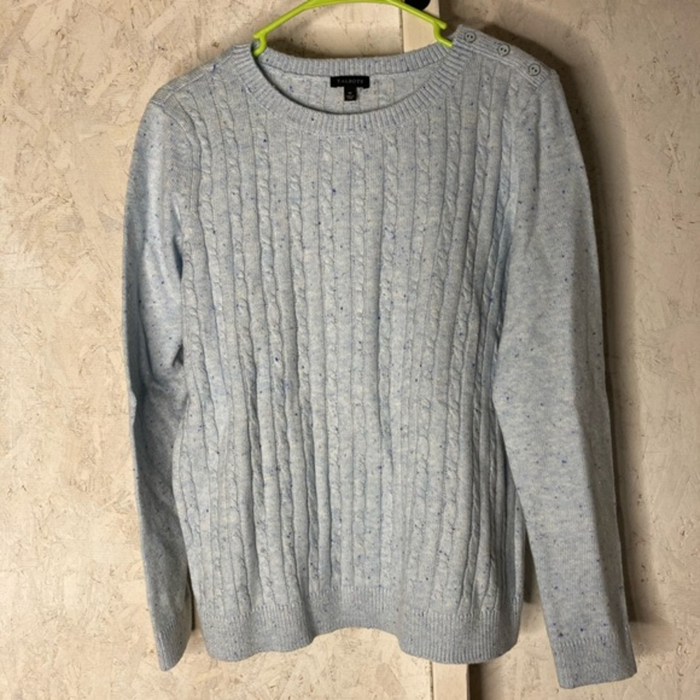 Talbots cable knit sweater button shoulder